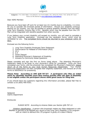 Arizona State Retirement System Long Term Disability Claim Form