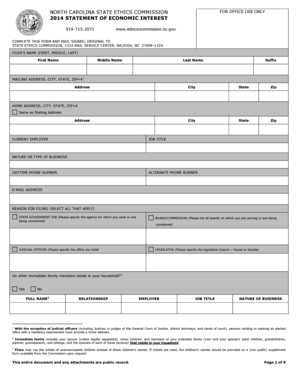 North Carolina Statement of Economic Interest