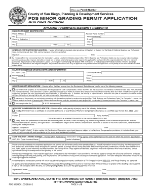 PDS Minor Grading Permit Application