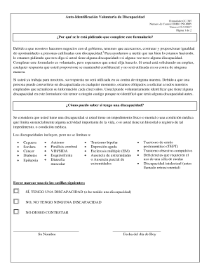 Auto-Identificación Voluntaria de Discapacidad Formulario CC-305