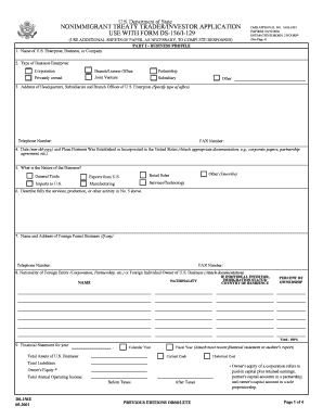 US Nonimmigrant Treaty Trader/Investor Application