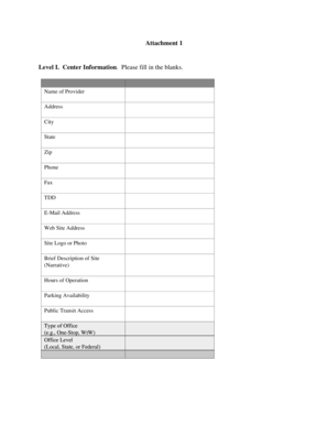 Workforce Development Center Information Form