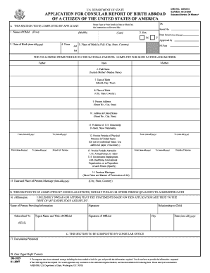 Application for Consular Report of Birth