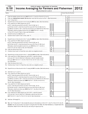 Hawaii Income Averaging for Farmers and Fishermen Form N-168