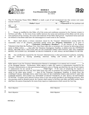 VA Financing Clause Rider