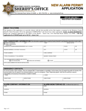 Monterey County New Alarm Permit Application
