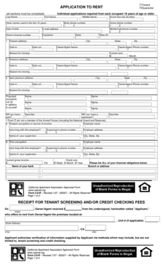 California Tenant Rental Application Form