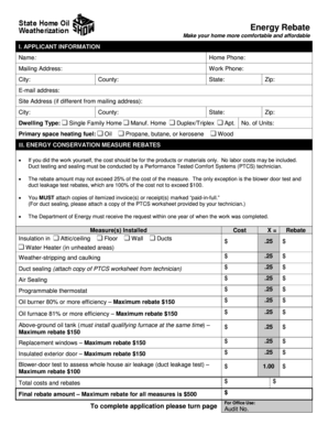 Oregon Energy Rebate Application