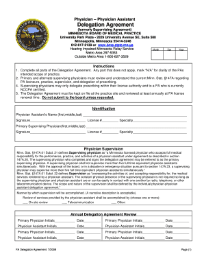 Physician Physician Assistant Delegation Agreement