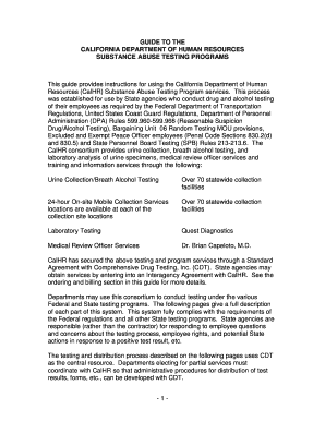 Fillable Online calhr ca Guide to Substance Abuse Testing Program