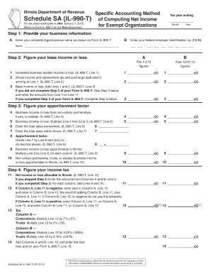 Illinois Schedule SA (IL-990-T) for Exempt Organizations