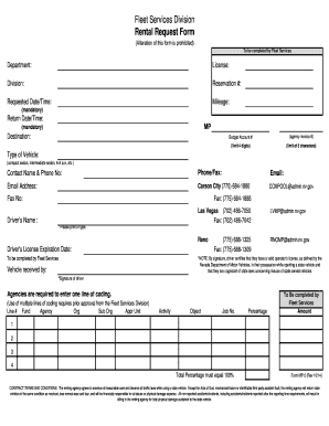 Nevada Fleet Services Rental Request Form