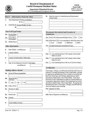 Record of Abandonment of Lawful Permanent Resident Status Department of Homeland Security U - uscis