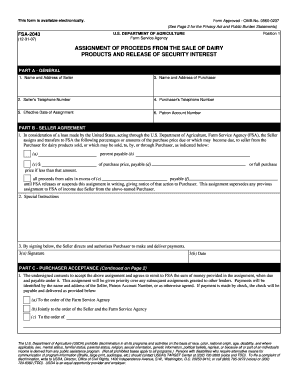 USDA Assignment of Proceeds from Dairy Products Sale