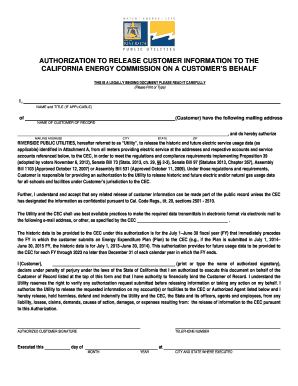 Authorization to Release Customer Information to California Energy Commission