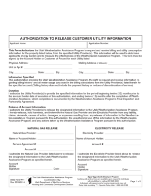 Authorization to Release Customer Utility Information