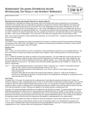 Oklahoma Nonresident Withholding Tax Penalty and Interest Worksheet