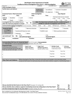 Washington State Foodborne Illness Investigation Form