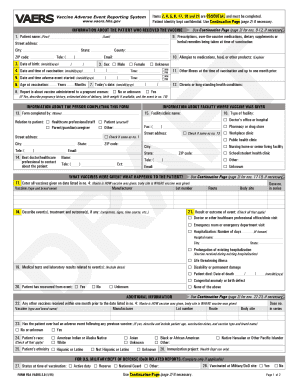 VAERS Vaccine Adverse Event Reporting Form