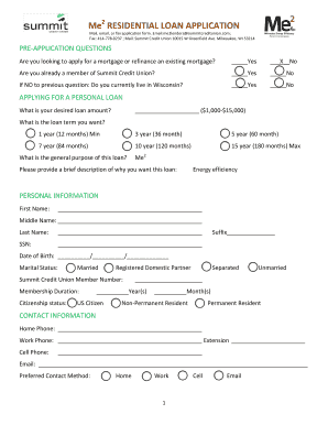 Me2 Residential Loan Application