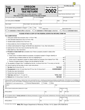 Oregon Inheritance Tax Return Form IT-1