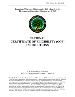 National Certificate of Eligibility for Migratory Children