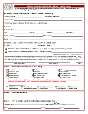 Vendor Management Form