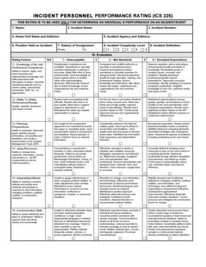 Incident Personnel Performance Rating Form ICS 225