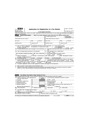 Form 8264 Application for Registration of a Tax Shelter