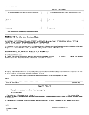 California Small Claims Service of Process Form
