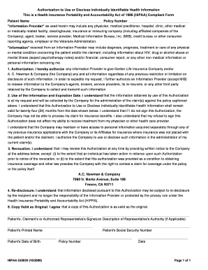 HIPAA Authorization Form
