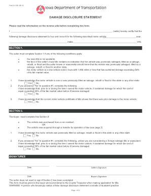 Iowa Damage Disclosure Statement