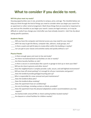 Rental Apartment Checklist