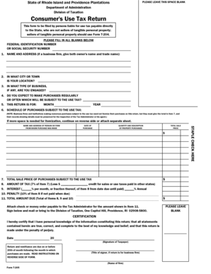 Rhode Island Consumer's Use Tax Return