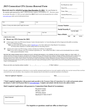 2015 Connecticut CPA License Renewal Form