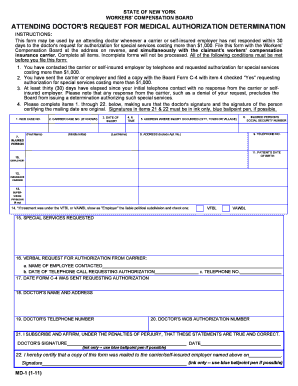 New York Attending Doctor's Request for Medical Authorization Determination
