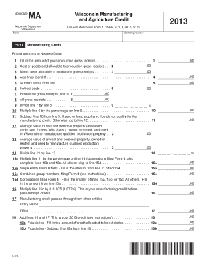 Wisconsin Manufacturing and Agriculture Credit Form 2013