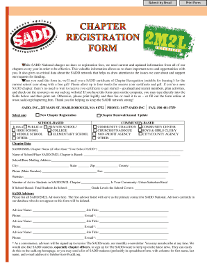 SADD Chapter Registration Form