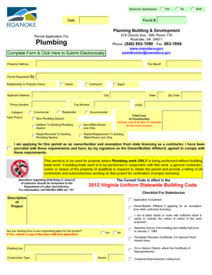 Plumbing Permit Application
