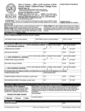 Arizona Notary Public Address/Name Change Form