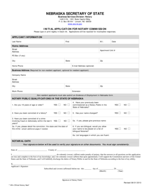 Nebraska Notary Public Initial Application