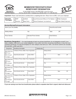 Washington State Beneficiary Designation Form