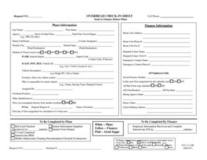 Overhead Check-In Sheet