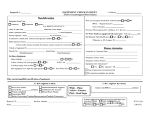 Equipment Check-In Sheet