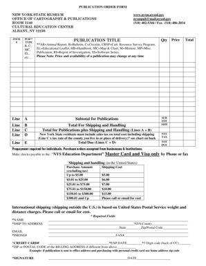 New York State Museum Publication Order Form