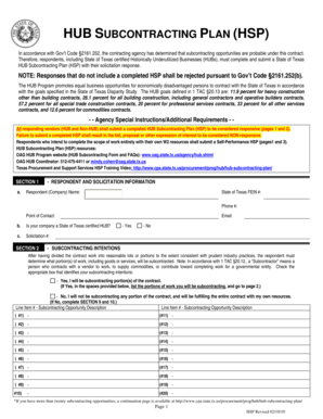 Texas HUB Subcontracting Plan Form
