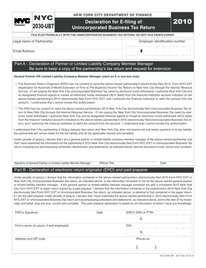 New York City Unincorporated Business Tax Return