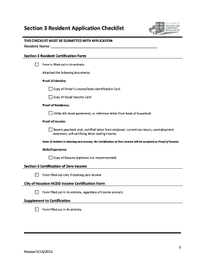 Section 3 Resident Application