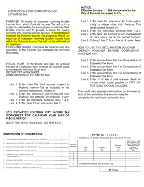 Fostoria City Income Tax Worksheet