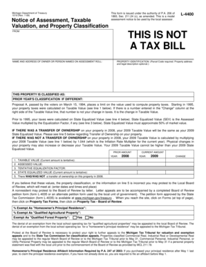 Michigan L-4400 Notice of Assessment